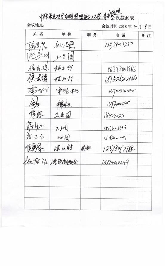 中糧協調會簽到表